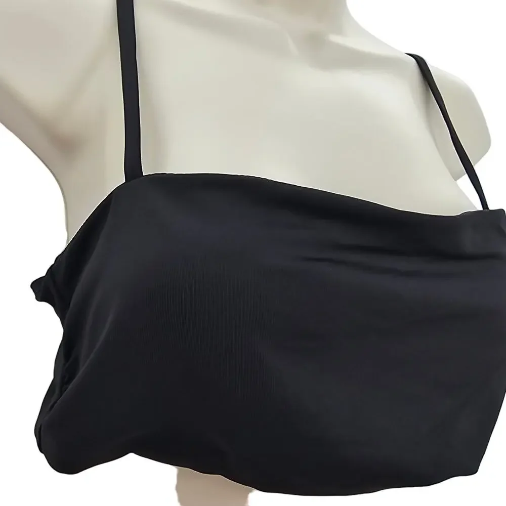 Andie Swim Womans size L The Newport Bikini Top in Black Bandeaux Style NEW